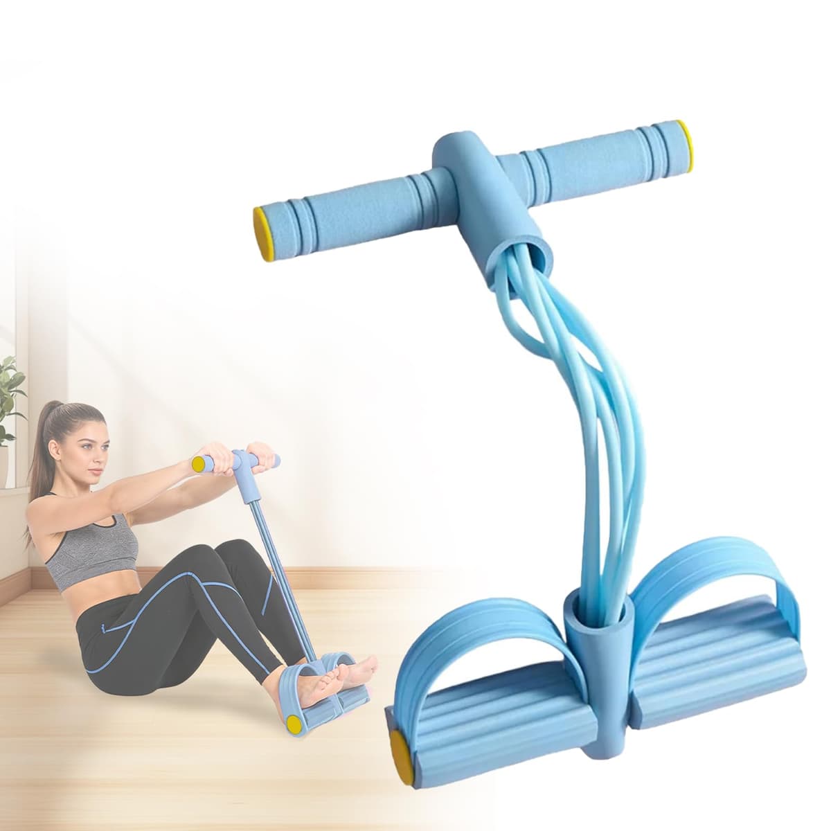6-Tube Pedal Resistance Band with Handles - Sit Up Pull Rope for Full Body Workout, Home Gym Training, Yoga, and Pilates | Abdominal, Leg, Arm, Waist Toning & Slimming Equipment