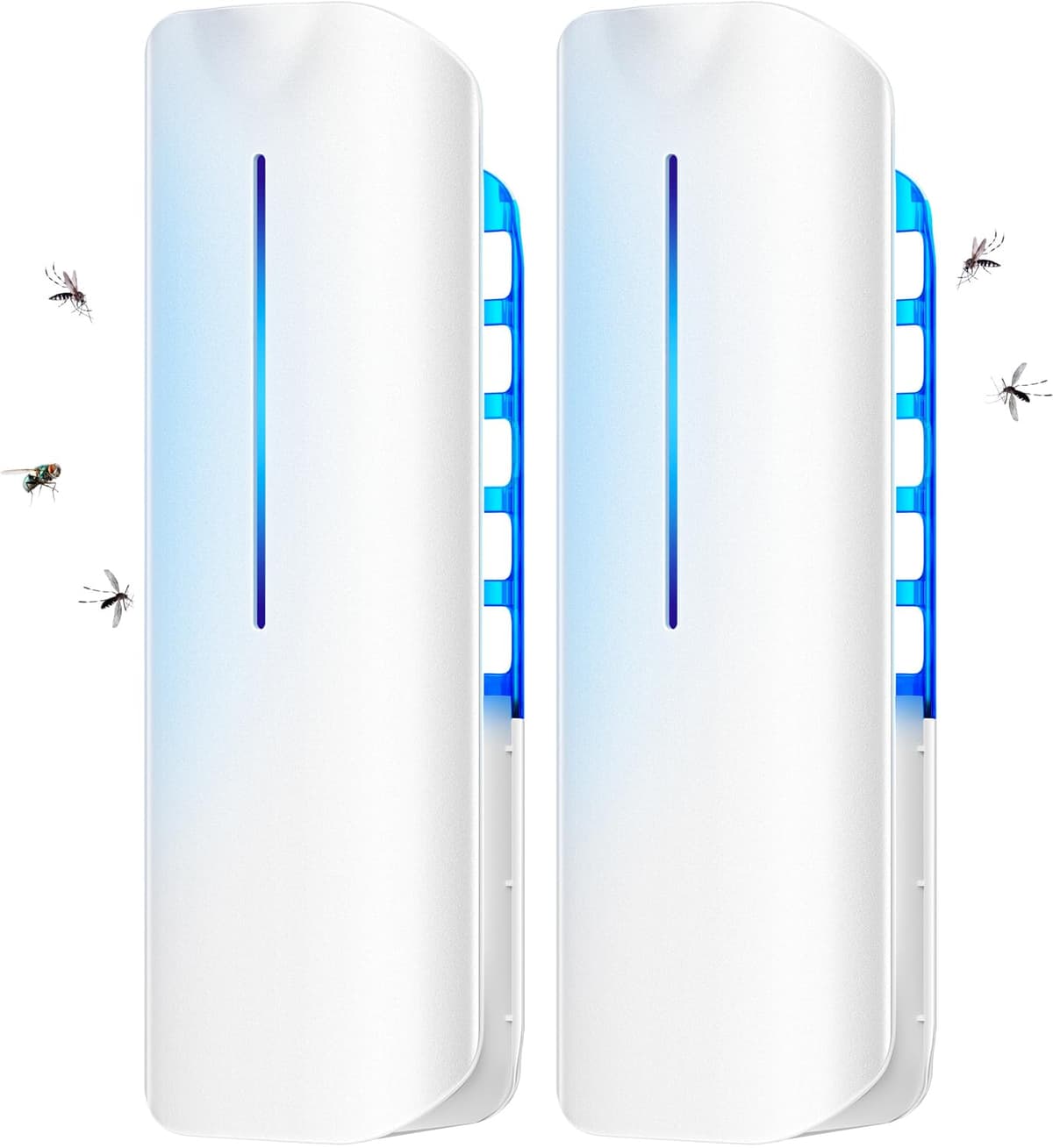Fruit Fly Traps Indoor for Home: Plug in Mosquito Bug Zapper Gnat Moth Catcher with 9W Night UV Light, 2 Devices 20 Sticky Glue Board Refills for Indoors Flying Insect Trap 2PC-White
