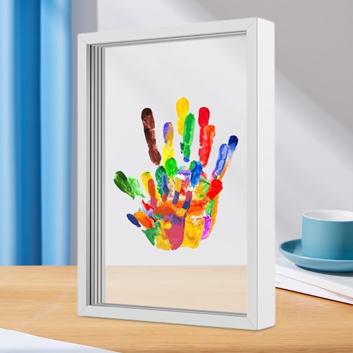 Kit De Huellas De Manos Familiares: Marco De Huellas De Manos Familiares Transparente Portátil De 630 G | Marcos Ligeros Para Imprimir A Mano | Marco De Madera Para Recuerdos Artesanales | De E — view 2