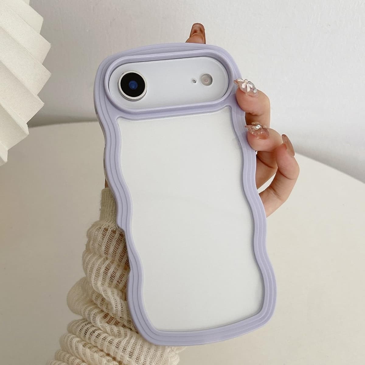 QLTYPRI Compatible with iPhone 11 Case, Cute Curly Wave Frame Clear Case for Girls Women, Transparent Soft Silicone TPU Bumper Shockproof Protective Phone Cover for iPhone 11 - Purple — view 58