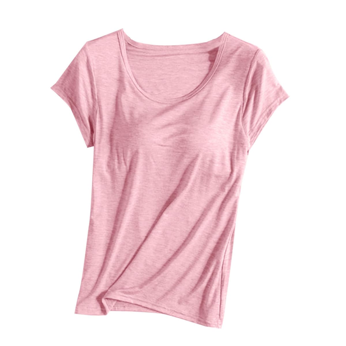 Womens Shirts with Built in Bra Short Sleeve Shirts Summer Casual Athletic Workout Yoga Shelf Bra Padded T Shirts Tops