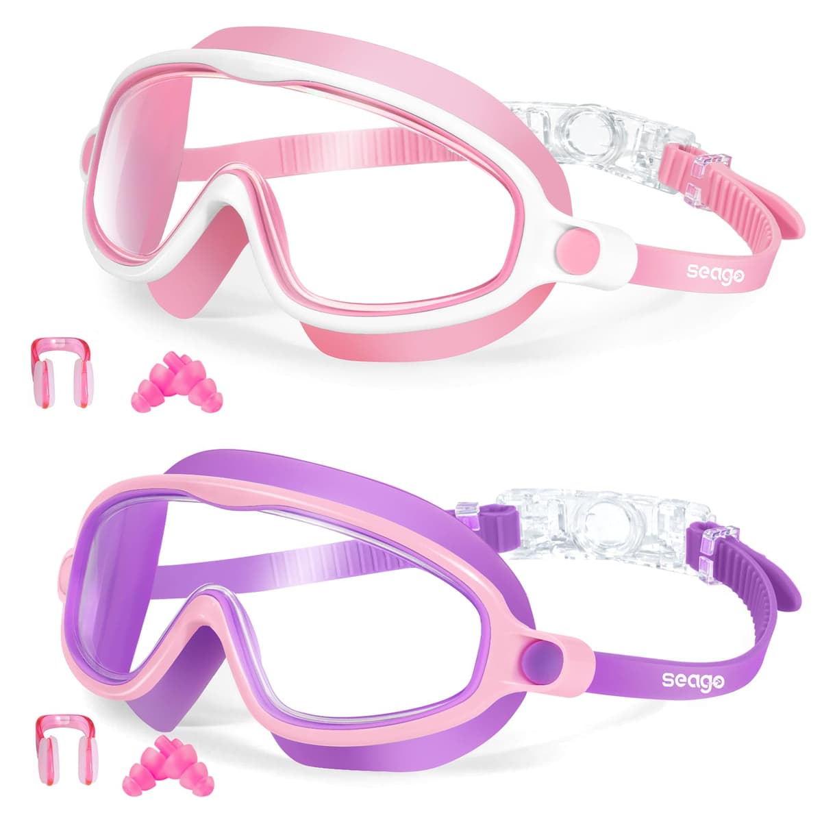 Seago Swim Goggles 2 Pack Anti-Fog Anti-UV Wide View Swimming Goggles for Kids 3-14 — view 12