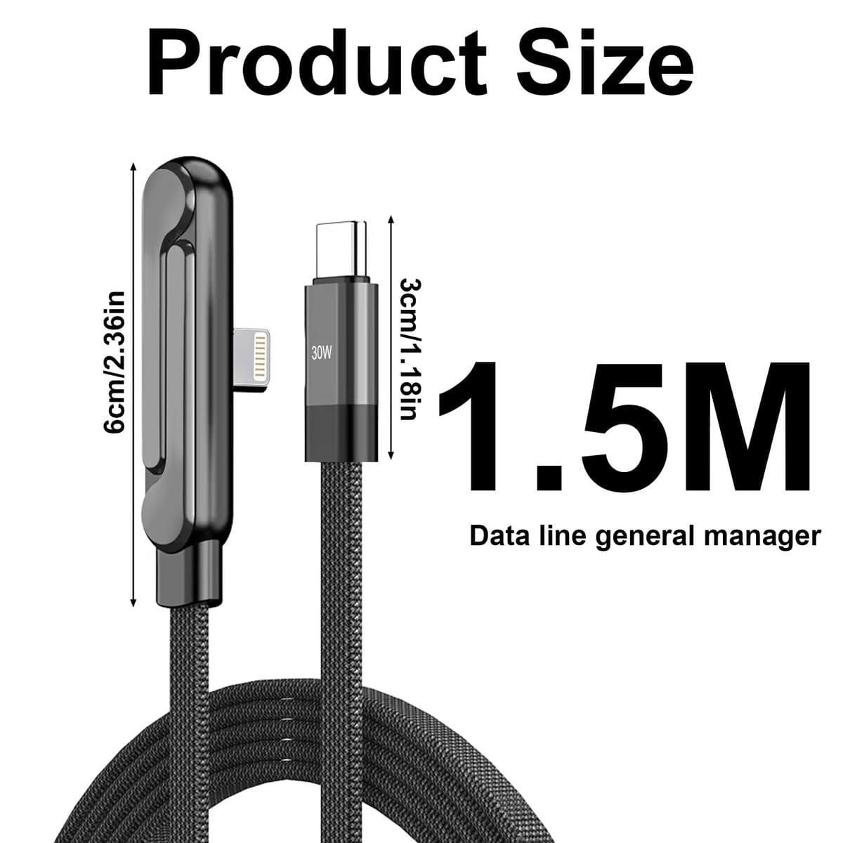 1.5M Cable PD to lightning connector de 30W con Soporte Plegable para Móvil, Diseño Trenzado Reforzado, para el hogar, oficina y uso de viaje compatible con iPhone 14 y vieja — view 2
