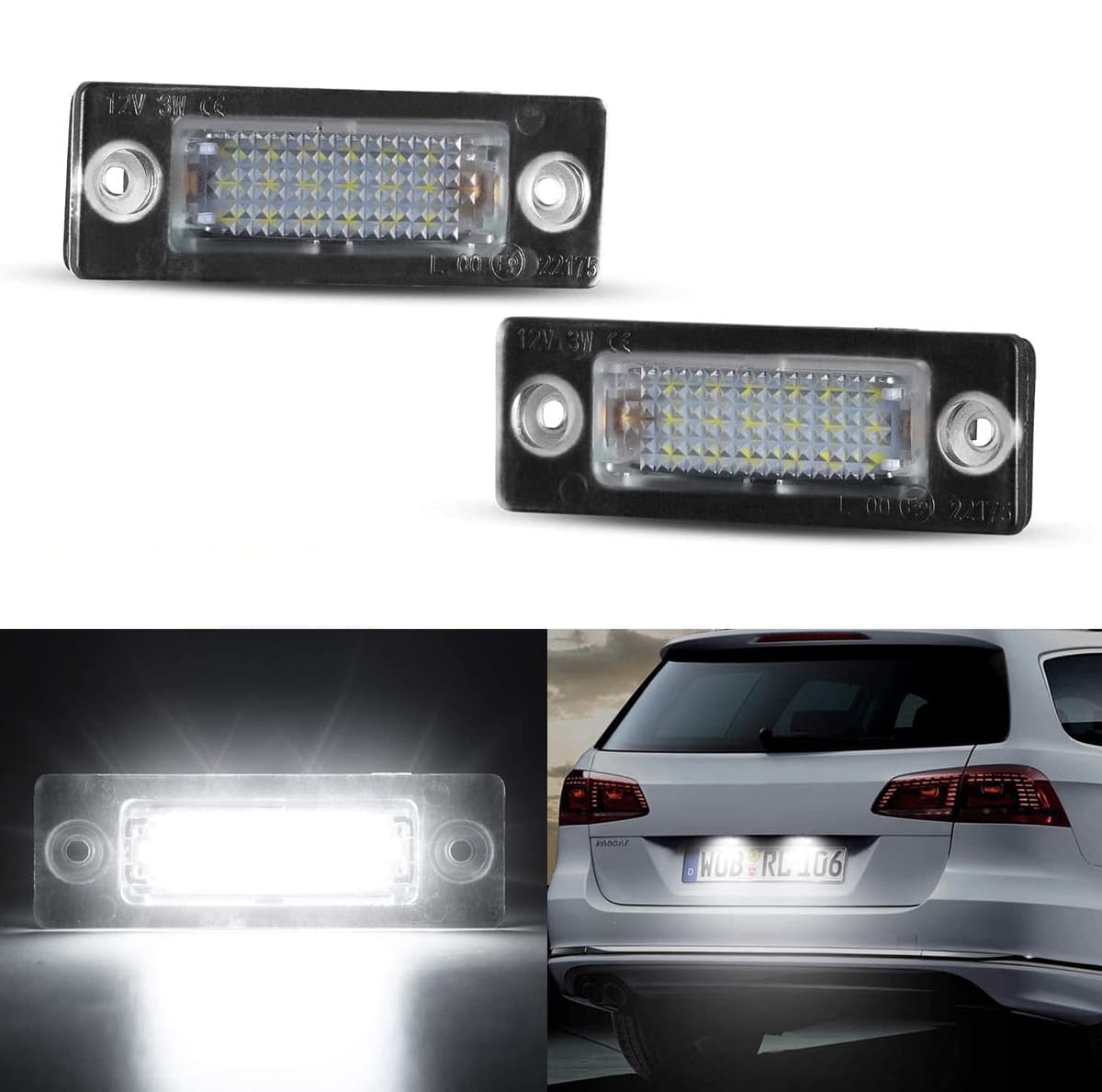 Luces LED Matrícula para 206 207 407 406 306 307 308 5008, Luz Matrícula para Citro-en C3 PICASSO C4 C5 BERLINGO B9 M49 M59 SAXO XSARA, LED Matrícula 2 Piezas Canbus — view 25