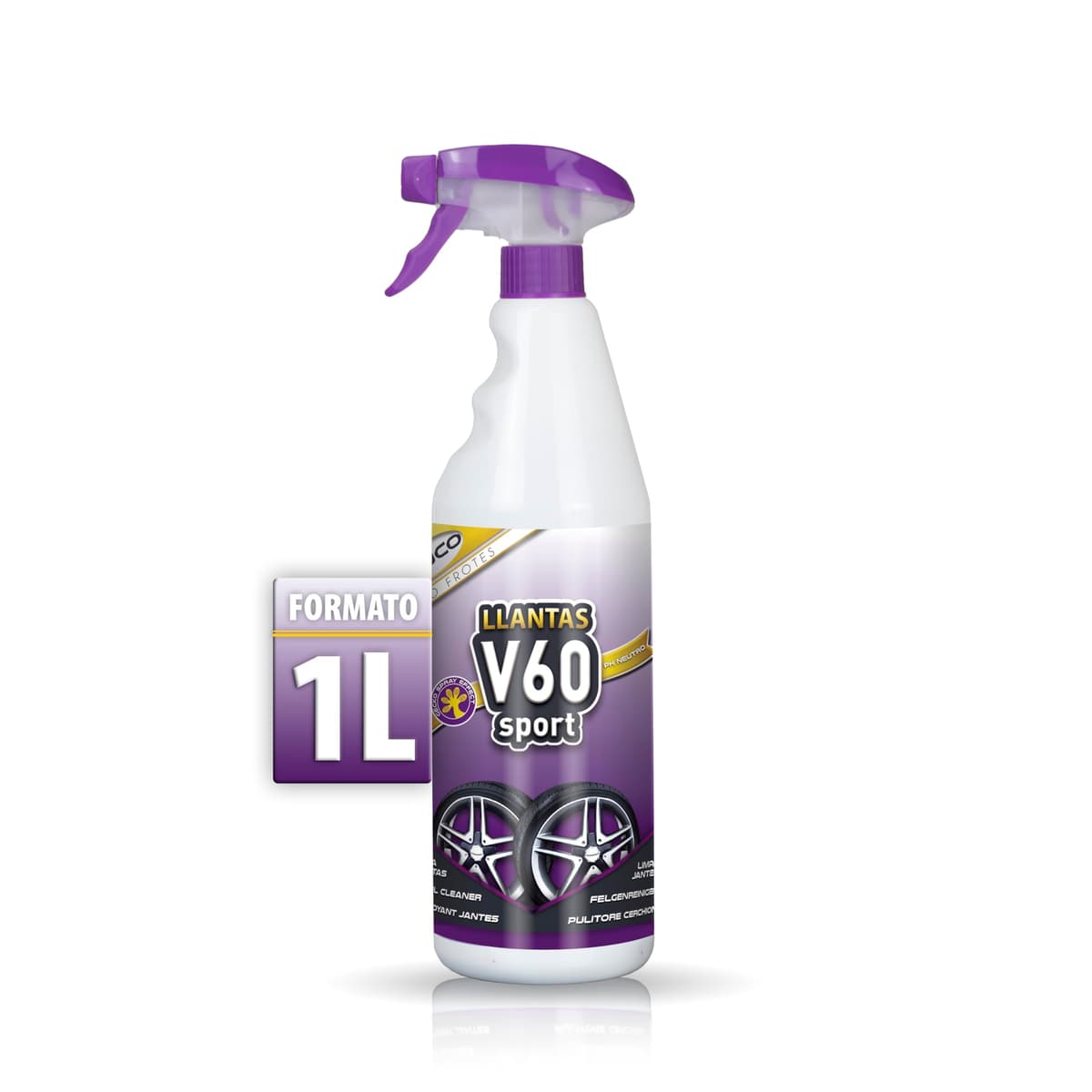 Sisbrill V60 Sport Limpia Llantas - Neutro y Seguro - Efecto Gecko Spray - 1 Litro