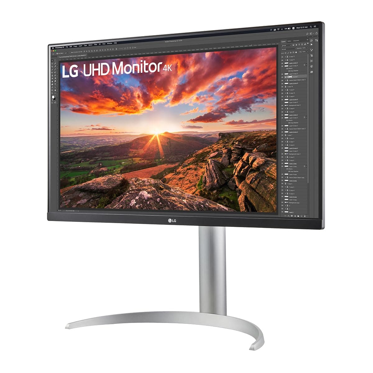 LG UltraFine 27UP83AK-W, 27 inch 4K UHD IPS Computer Monitor, FreeSync, DisplayHDR 400, Speakers, HDMI, DP, USB-C(65W PD), White — view 4
