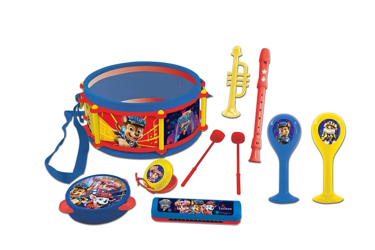 Lexibook, Paw Patrol, Set de 7 Instrumentos Musicales (Tambor, Maracas, Castañuela, Armónica, Flauta Dulce, Trompeta, Pandereta), Juguete Musical, Cómodo Juego para Llevar, Azul/Amarillo, K360PA — view 3