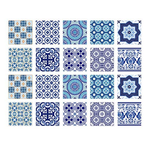 Poromoro Spanish Portuguese Azulejo Style Backsplash Peel and Stick Tile Stickers Set of 20 pcs(5.9_ZB)