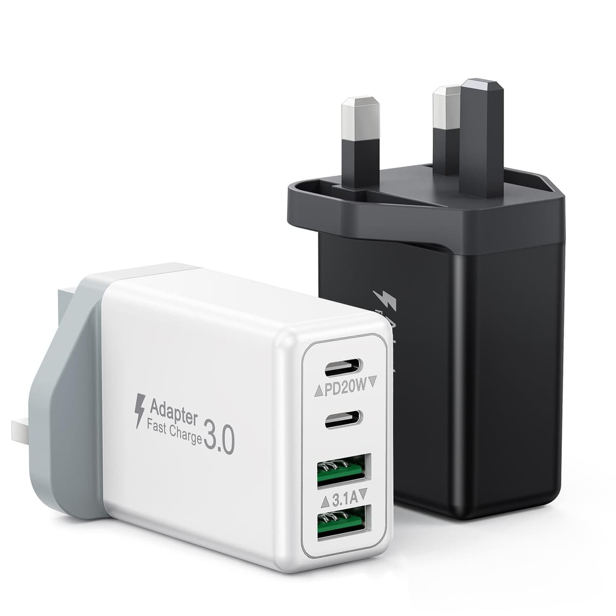 USB C Plug, 40W 4-Port Fast Charger Plug UK Dual Port PD Power Adapter +QC Multi Mains Wall Charger Type C Charging Plug for iPhone 16 15 14 13 12 11 Pro Max Plus XS XR SE,Samsung, iPad, AirPods — view 16