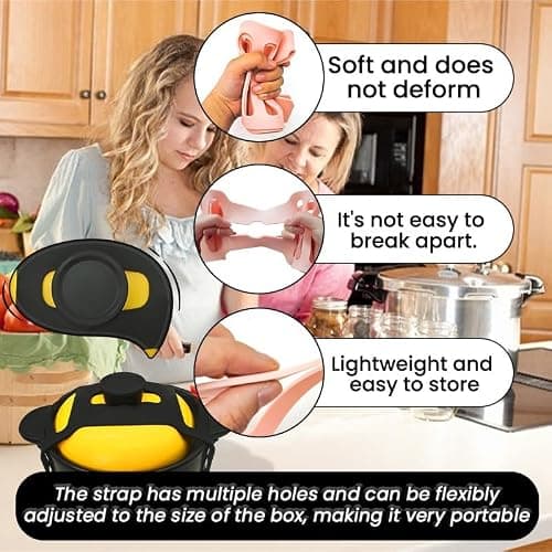 Silicone Lid Lock Strap for Crockpot Slow Cooker (6/7/8 Quart) - Universal Rubber Band Secure Lid Holder | Heat-Resistant, No-Spill Design Transport Accessories(Black) — view 4
