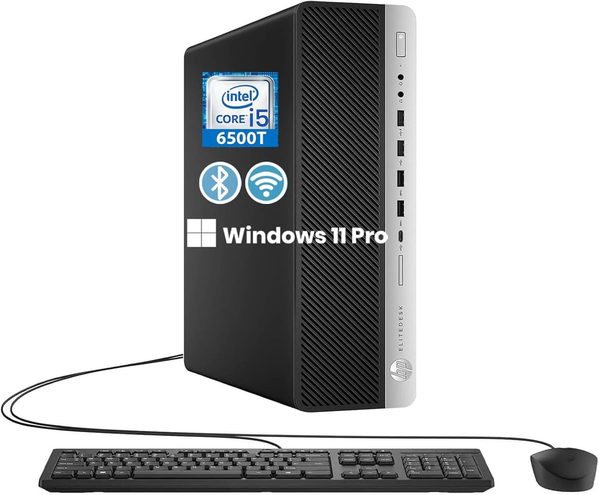 HP EliteDesk 800 G3 SFF Desktop Computer PC, Intel Core i5-6500, 8GB RAM, 256GB SSD, DVD, DP, LAN/RJ-45, Qwerty Keyboard, Win11 Pro (Refurbished)