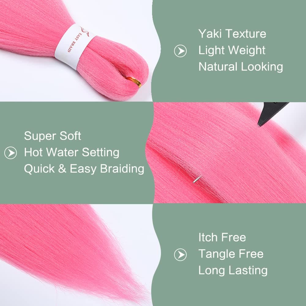 YDDM Capelli Per Treccine Africane Rosa Extension Treccine Texture Yaki Easy Install per Principianti 20 Pollici 3 Pezzi Capelli Leggeri e Naturali per Box Braids, Twist e Crochet — view 3