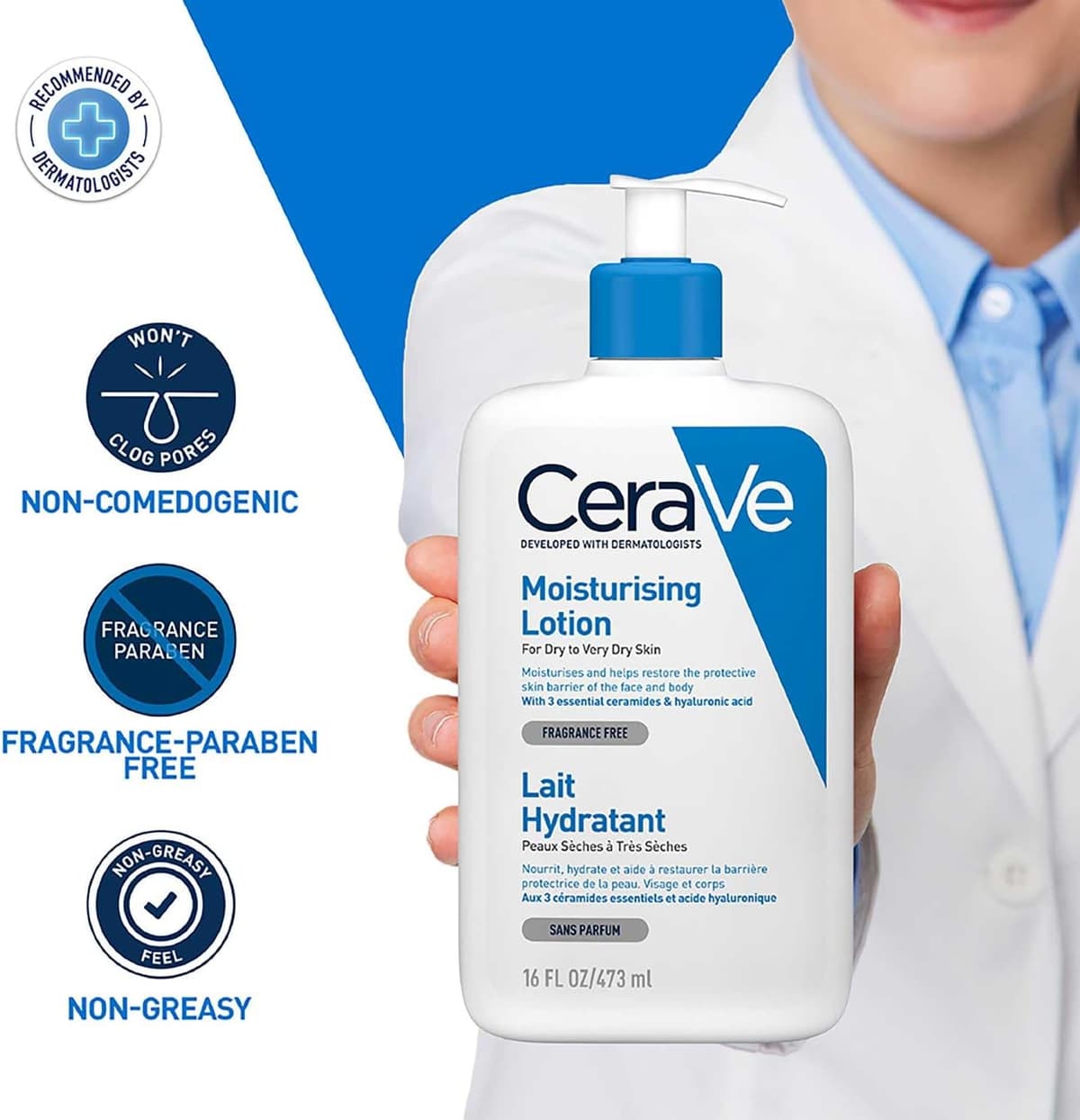 CeraVe Moisturising Lotion, for normal to very dry skin, Enriched with 3 Essential Ceramides, Hyaluronic Acid and MVe technol — view 3