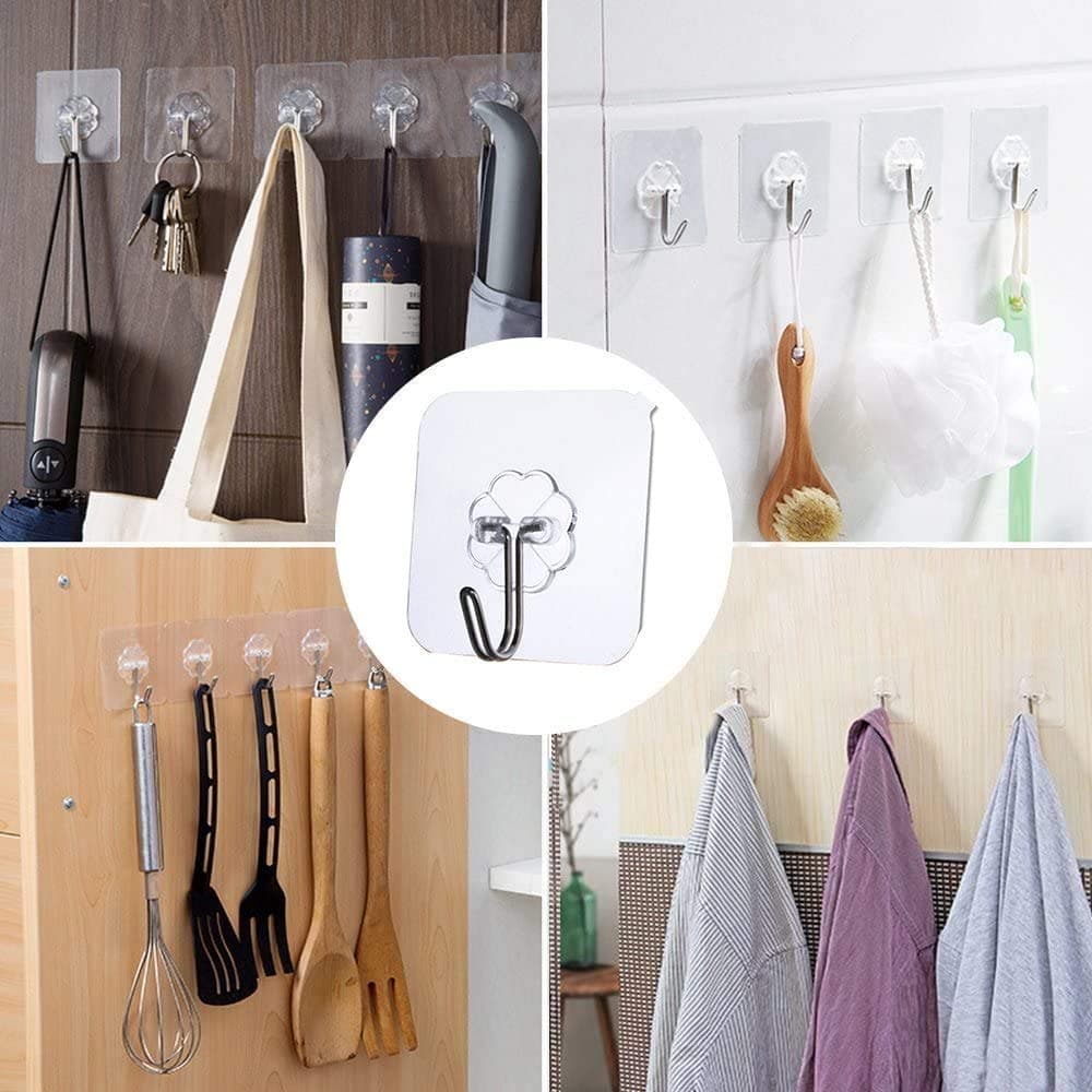 AOMEES Adhesive Hooks Heavy Duty Wall Hooks 8kg (Max) Self Adhesive Hook 12pcs — view 5