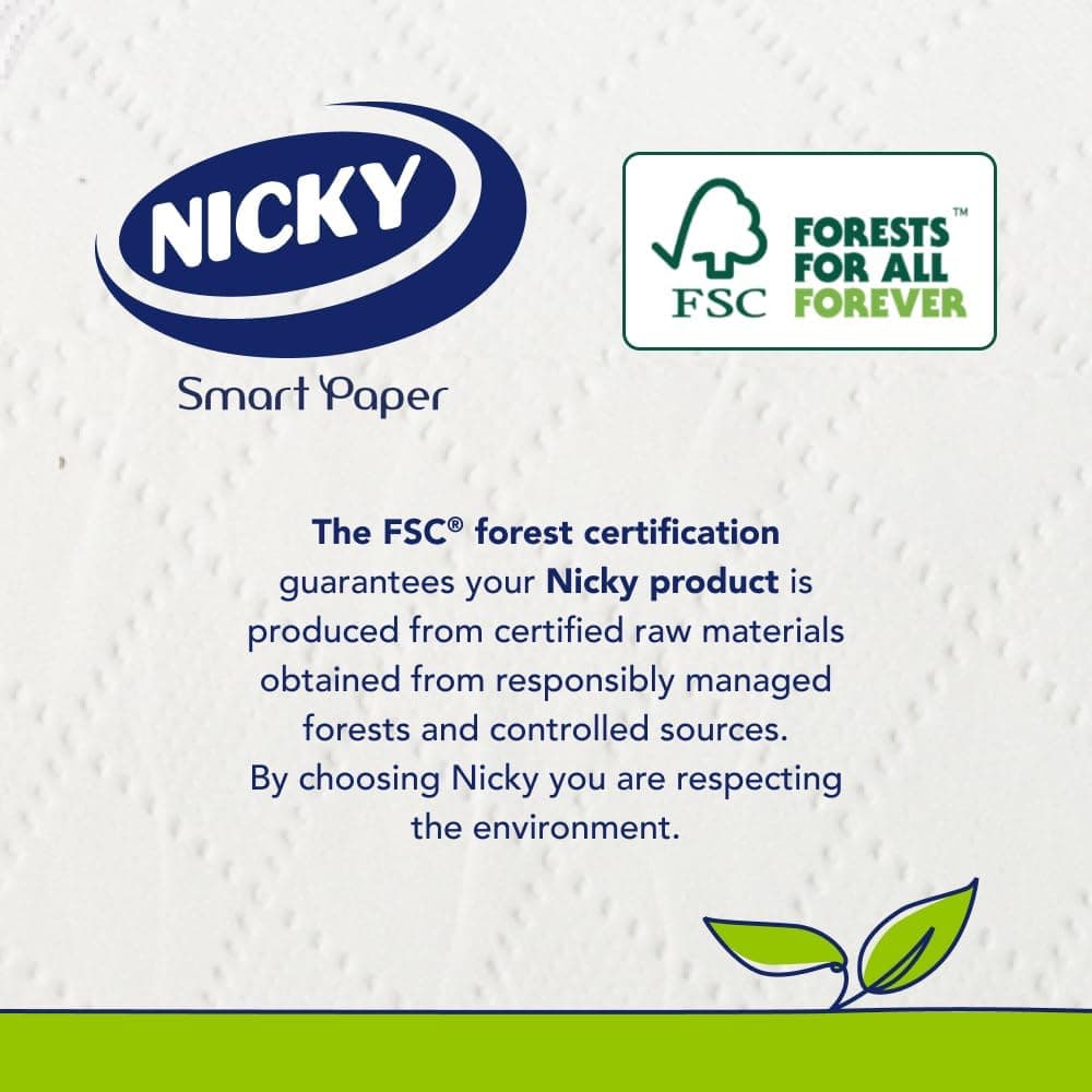 Nicky Soft Touch Toilet Tissue - 32 Rolls of Extra Gentle White Toilet Paper, 190 Sheets per Roll, 2-ply, Soft Tissue, Modern Embossing, Easy Opening, 100% FSC Certified Paper — view 4