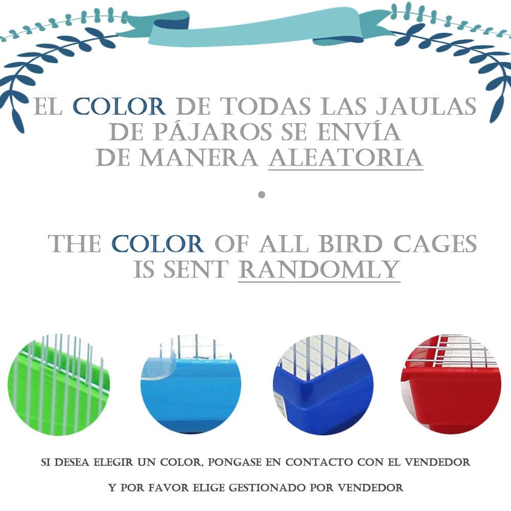 BPS Jaula Pájaros Metal con Comedero Bebedero Columpio Saltador Cubeta Color envia al Azar (33 x 26 x 46 cm) BPS-1233 — view 5