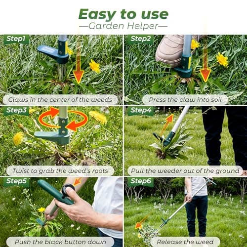 Walensee Weed Puller, Stand Up Weeder Hand Tool, Long Handle Garden Weeding Tool with 3 Claws, Hand Weed Hound Weed Puller for Dandelion, Standup Weed Root Pulling Tool and Picker, Grabber (1 Pack) — view 5