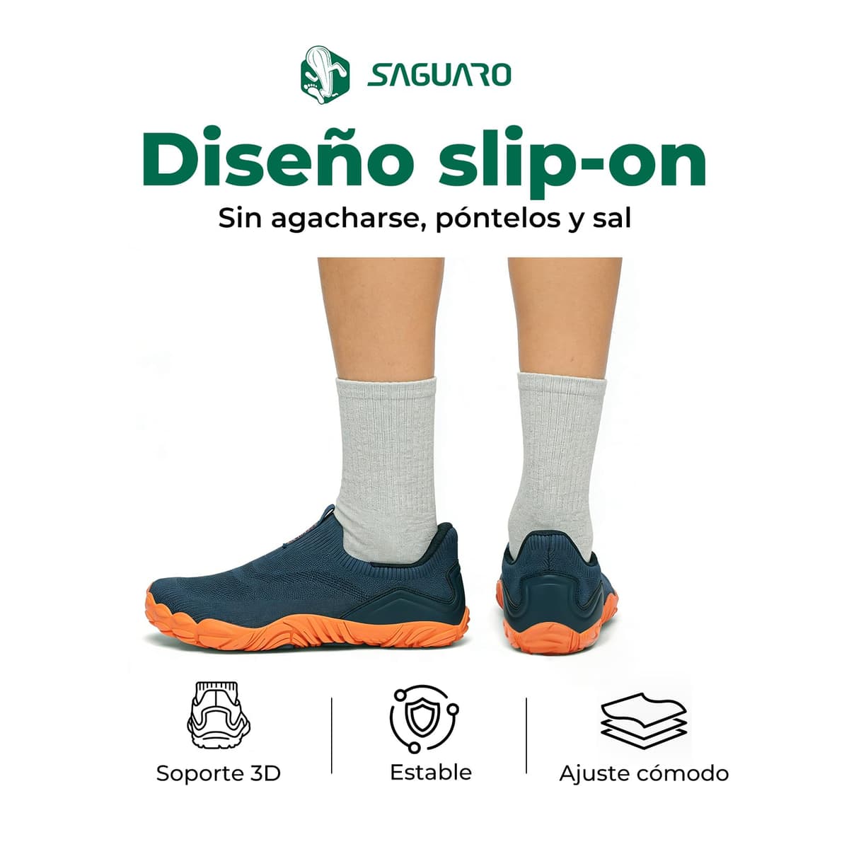 Saguaro Unisex Zapatos Barefoot Slip-On de Cinco Dedos – Calzado Minimalista para Uso Diario, Caminar, Gr.36-48 — view 3