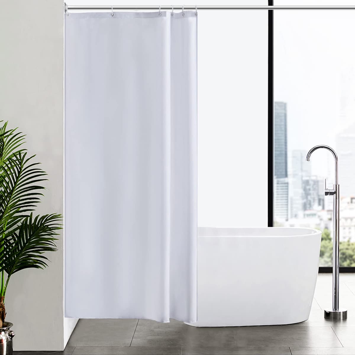 Furlinic Cortina Ducha 200x200cm Antimoho Impermeable Lavable Blanco Tela Poliéster Grandes Cortinas de Baño con 12 Aros de Cortina Ducha. — view 75