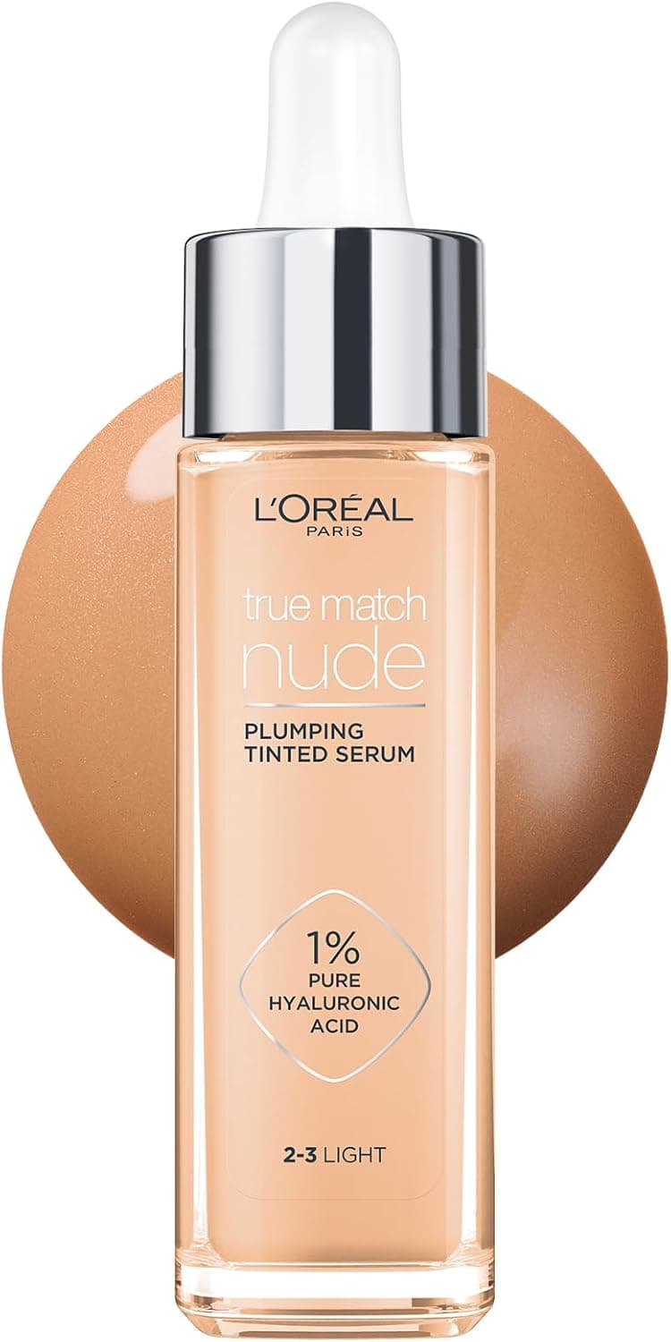 L'Oréal Paris Accord Parfait, Color Filler Serum, with Pure Hyaluronic Acid 1% and 7% Glycerin, Natural Finish, Smoother, Brighter Skin, Accord Parfait Serum, Light (2-3)