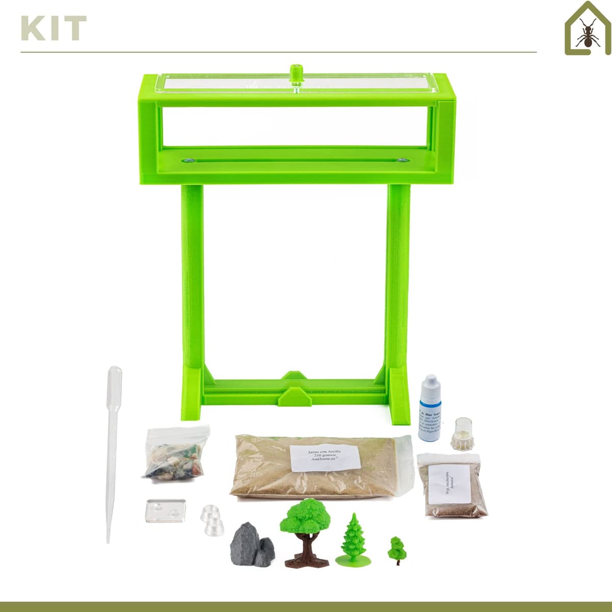 Anthouse.es - Kit Hormiguero Acrílico de Arena en Forma de T 3D - Sándwich y Caja de Forrajeo - Hormiguero con Hormigas Vivas Incluidas (Reina, Obreras, Huevos y Larvas) - Color Gris — view 2