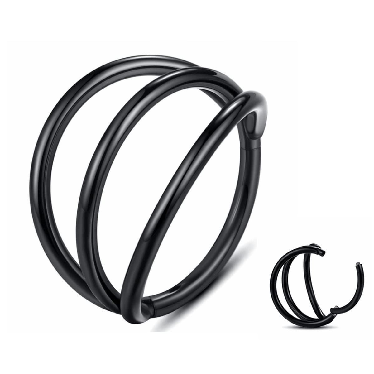 Yrogcu 20G 18G 16G 14G Single/Double Hoop Stainless-Steel Seamless-Hinged-Piercing Segment-Clicker Nose-Ring-Hoop : Diameter 6mm 8mm 10mm 12mm Cartilage Earrings — view 64