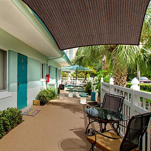 Eden's Decor Straight Flat-Edged Sun Shade Sail Rectangular 5' x 7' Brown UV-Blocking Outdoor Canopy Fabric Cloth Awning for Pergola Patio Garden Backyard Custom Size — view 4