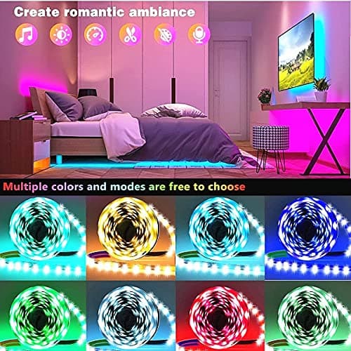 Tenmiro Led Lights for Bedroom 100ft(2 Rolls of 50ft) Smart Music Sync Color Changing LED Strip Lights with App and Remote Control RGB LED Strip, LED Lights for Room Home Party Decoration — view 4