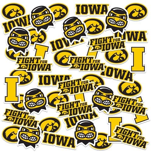 University of Iowa 50ct Vinyl Large Deluxe Stickers Variety Pack - Laptop, Water Bottle, Scrapbooking, Tablet, Skateboard, Indoor/Outdoor