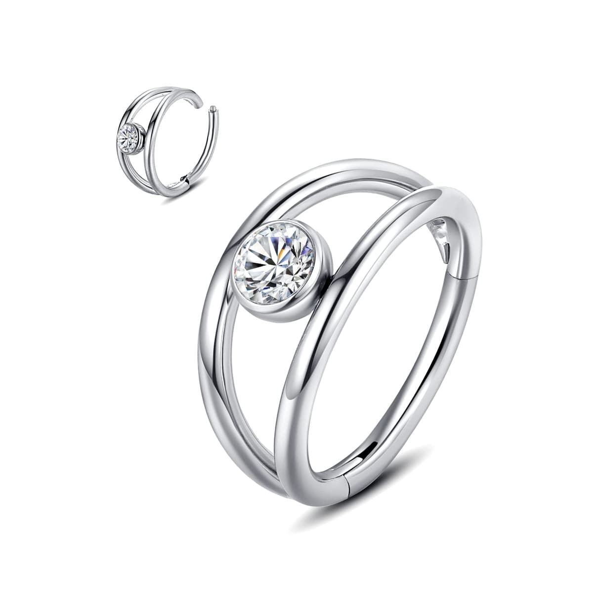 Yrogcu 20G 18G 16G 14G Single/Double Hoop Stainless-Steel Seamless-Hinged-Piercing Segment-Clicker Nose-Ring-Hoop : Diameter 6mm 8mm 10mm 12mm Cartilage Earrings — view 45