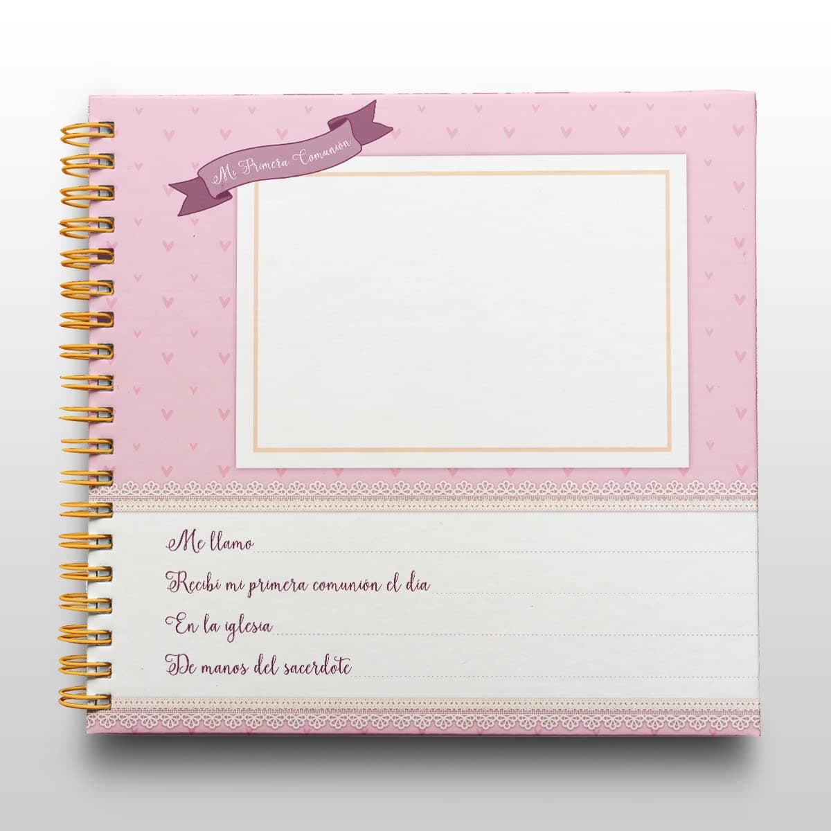 Libro de Firmas Comunión Niña Personalizado - Tamaño 25 x 21 cm. Personalización del Álbum en Portada Foto y Nombre. 60 páginas impresas a color. ONEPERSONAL — view 2