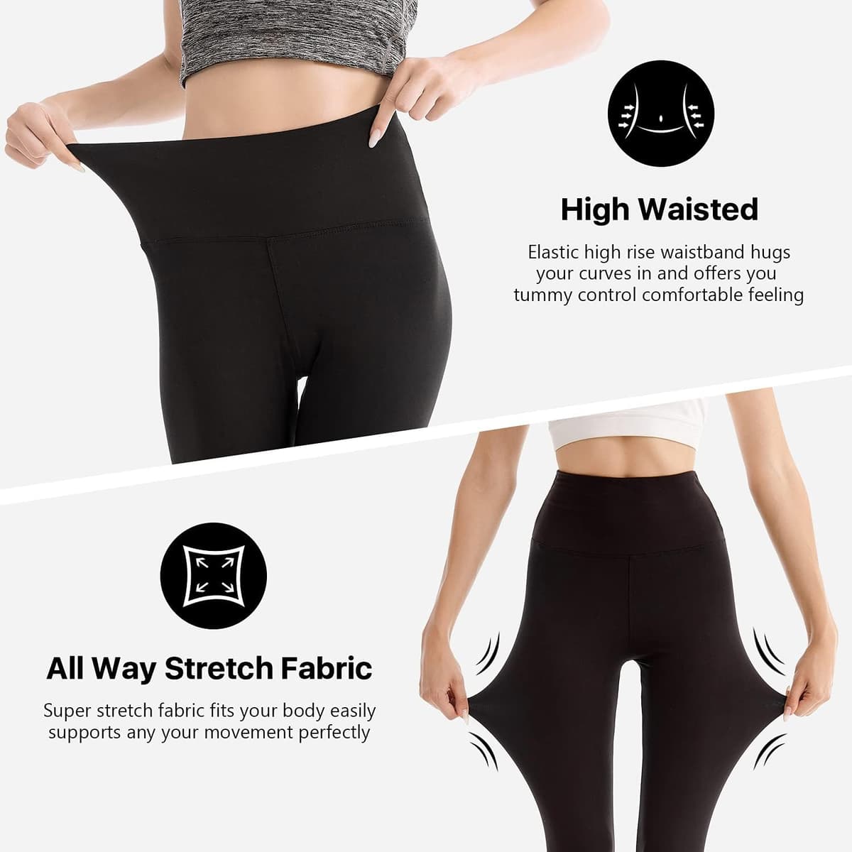 SINOPHANT High Waisted Leggings for Women, Buttery Soft Elastic Opaque Tummy Control Leggings, Plus Size Workout Gym Yoga — view 2