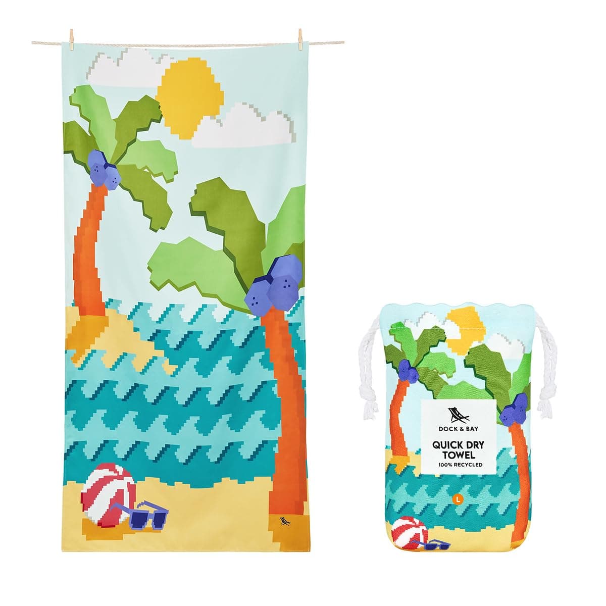 Dock & Bay Beach Towel - Quick Dry, Sand Free - Compact, Lightweight - 100% Recycled - Includes Bag - Cabana - Whitsunday Blue - Large (160x90cm, 63x35) — view 35