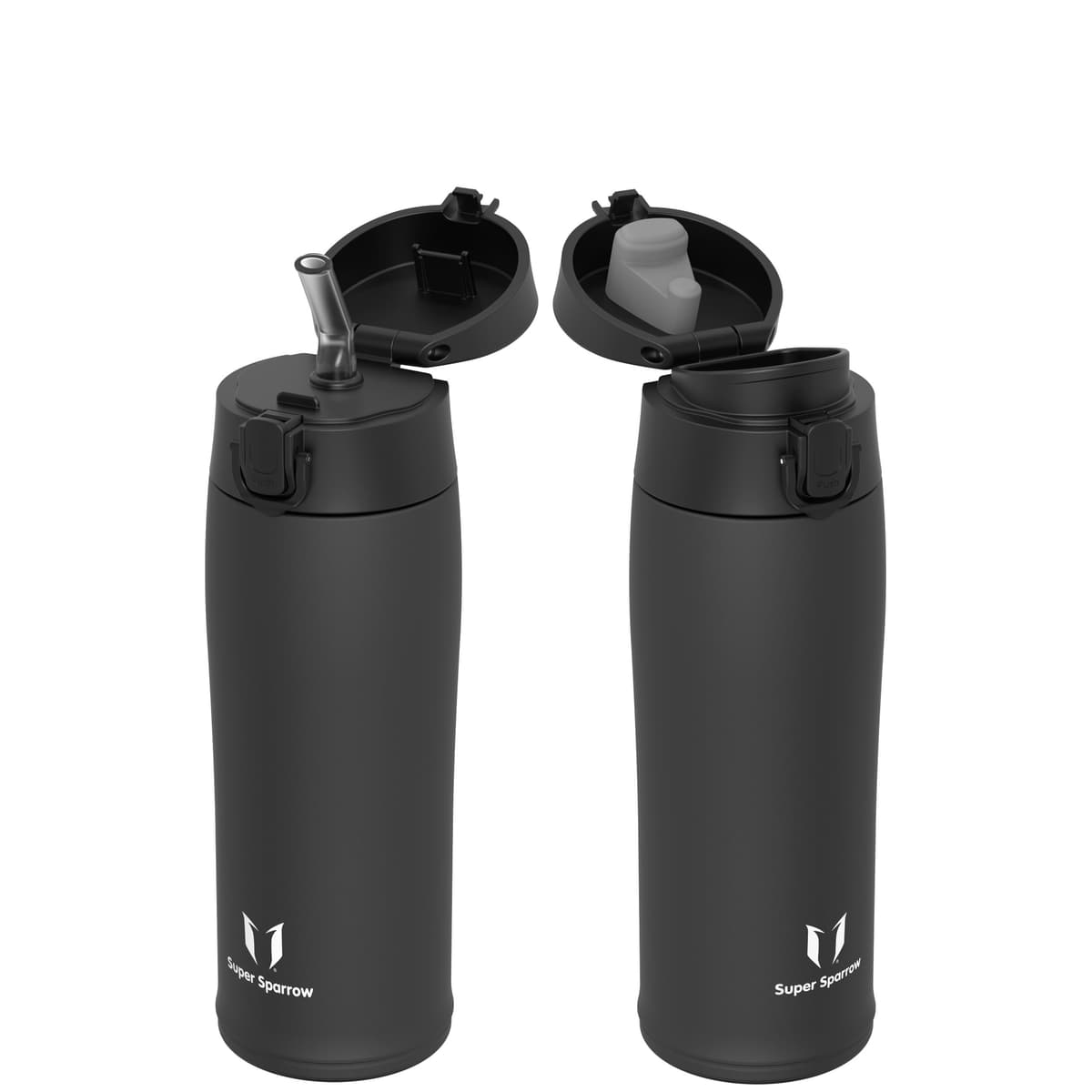Super Sparrow Insulated Water Bottle - Travel Mug - 500ml, 750ml，950ml - Stainless Steel Water Bottles - BPA Free - Leakproof Metal Bottles - Includes 2 Lids, Straw Lid & Spout Lid — view 10