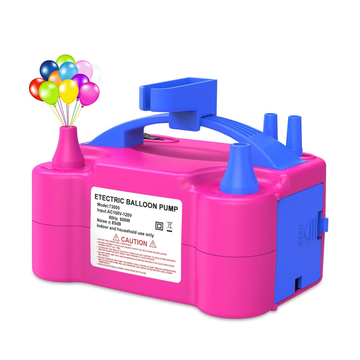 IDAODAN Electric Balloon Pump, Portable Electric Balloon Blower Machine Balloon Air Pump Dual Nozzle Rose Red 110V 600W Balloon Inflator for Party Decorations — view 9