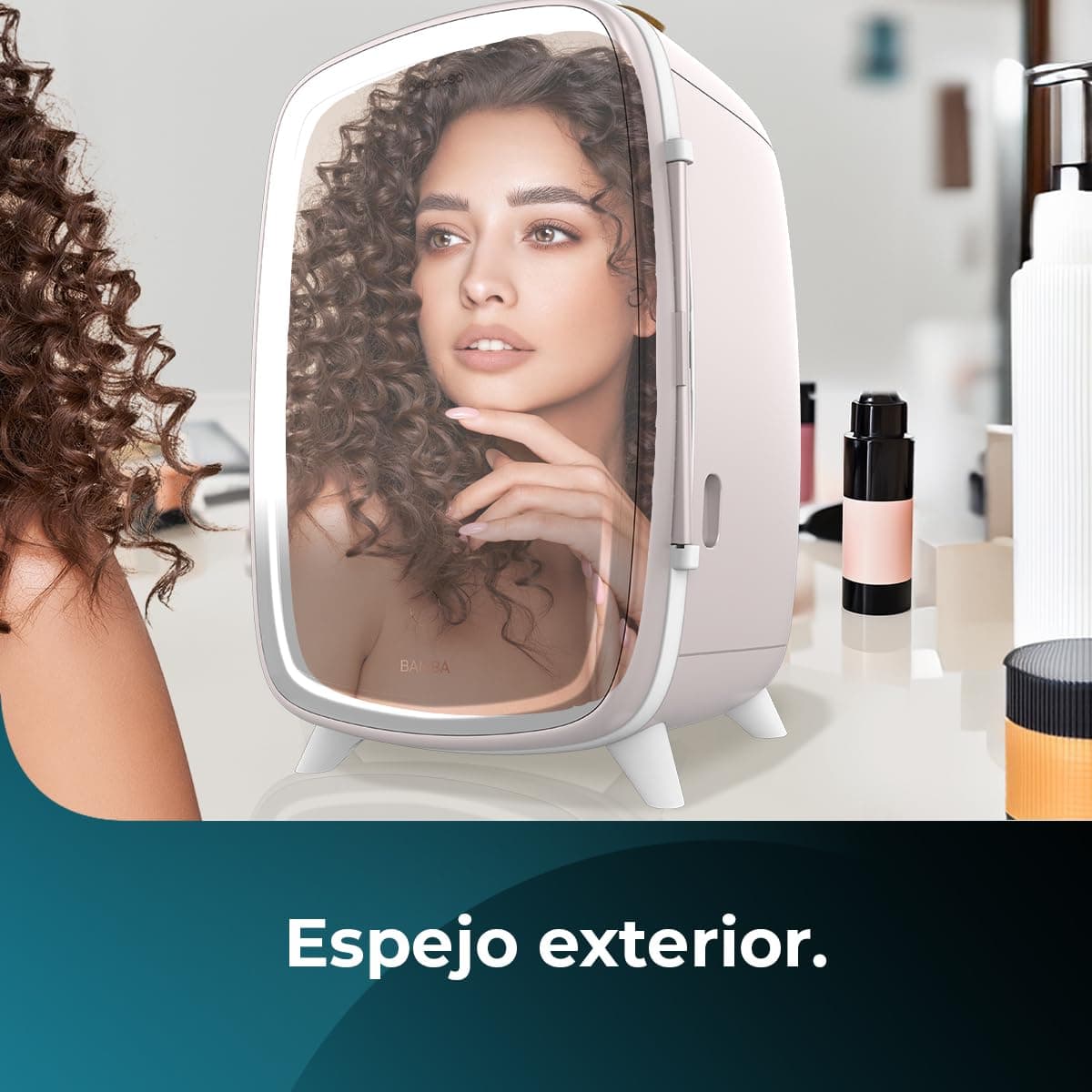 Cecotec Nevera Pequeña de Cosméticos 6L Bamba CoolingBeauty 6000 Mirror Rose. Mini Frigorífico con Puerta con Espejo Exterior, Lud LED con 3 Intensidades, Enfriamiento de hasta 10ºC — view 5