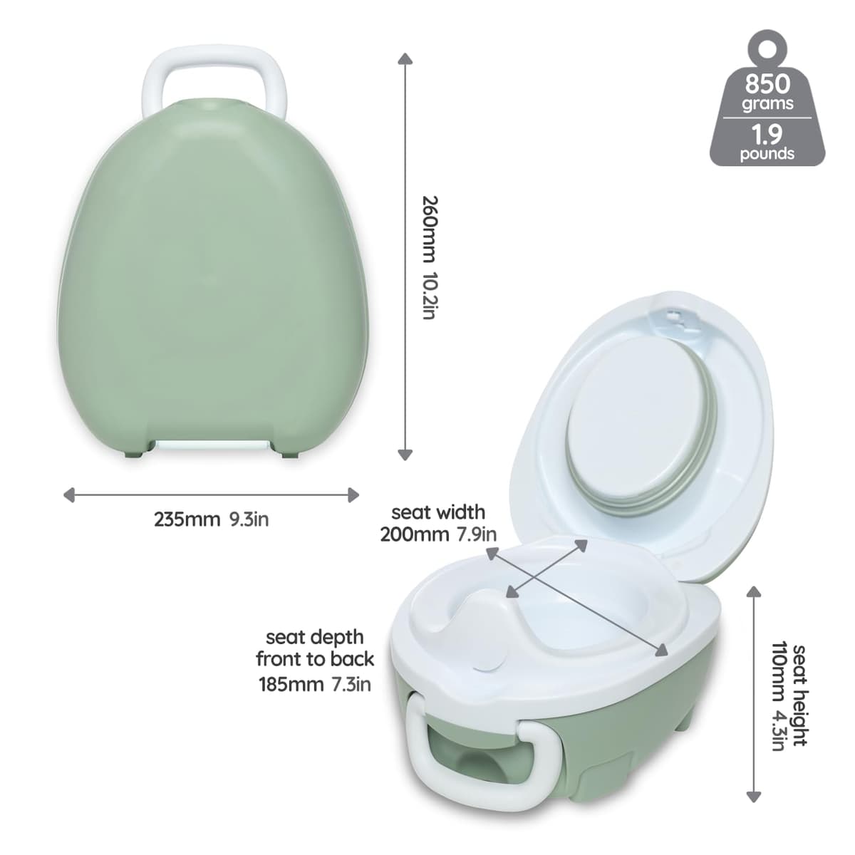 My Carry Potty - galardonado asiento de inodoro portátil para bebés, niños y niñas para llevar a cualquier lugar (Verde pastel) — view 8