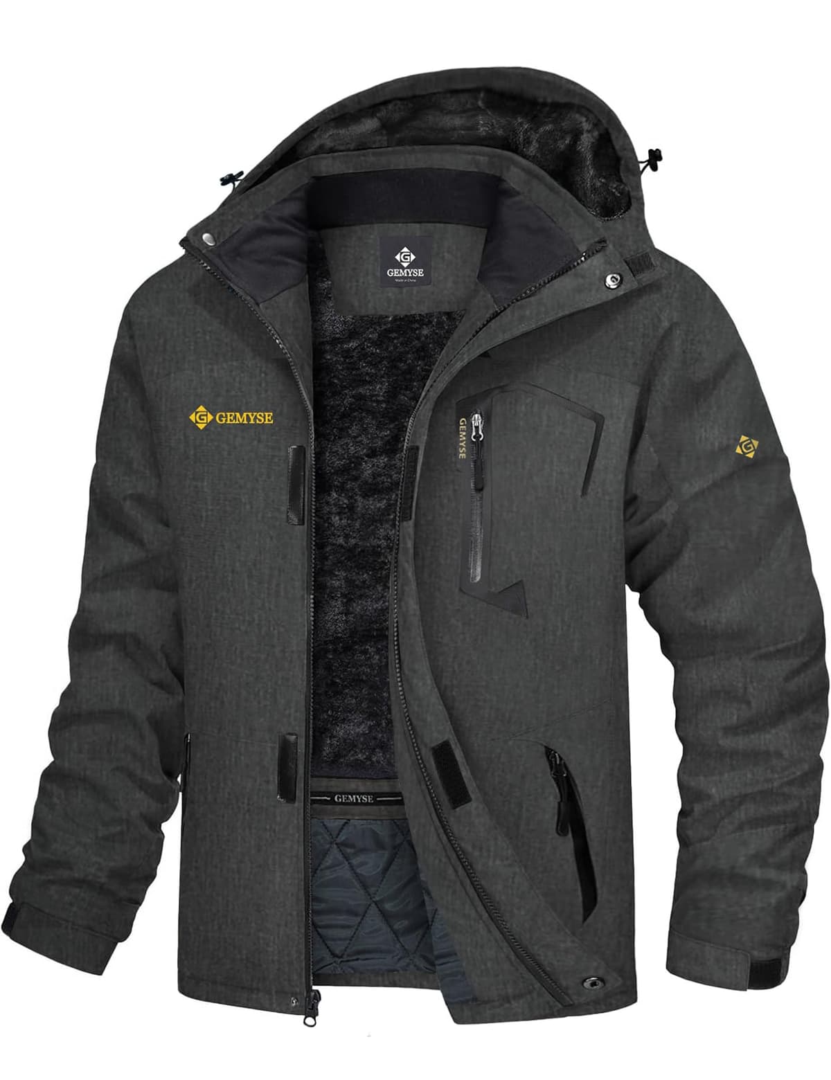 GEMYSE Chaqueta de Esquí Impermeable de Montaña para Hombre Abrigo de Invierno al Aire Libre de Lana a Prueba de Viento con Capucha — view 8