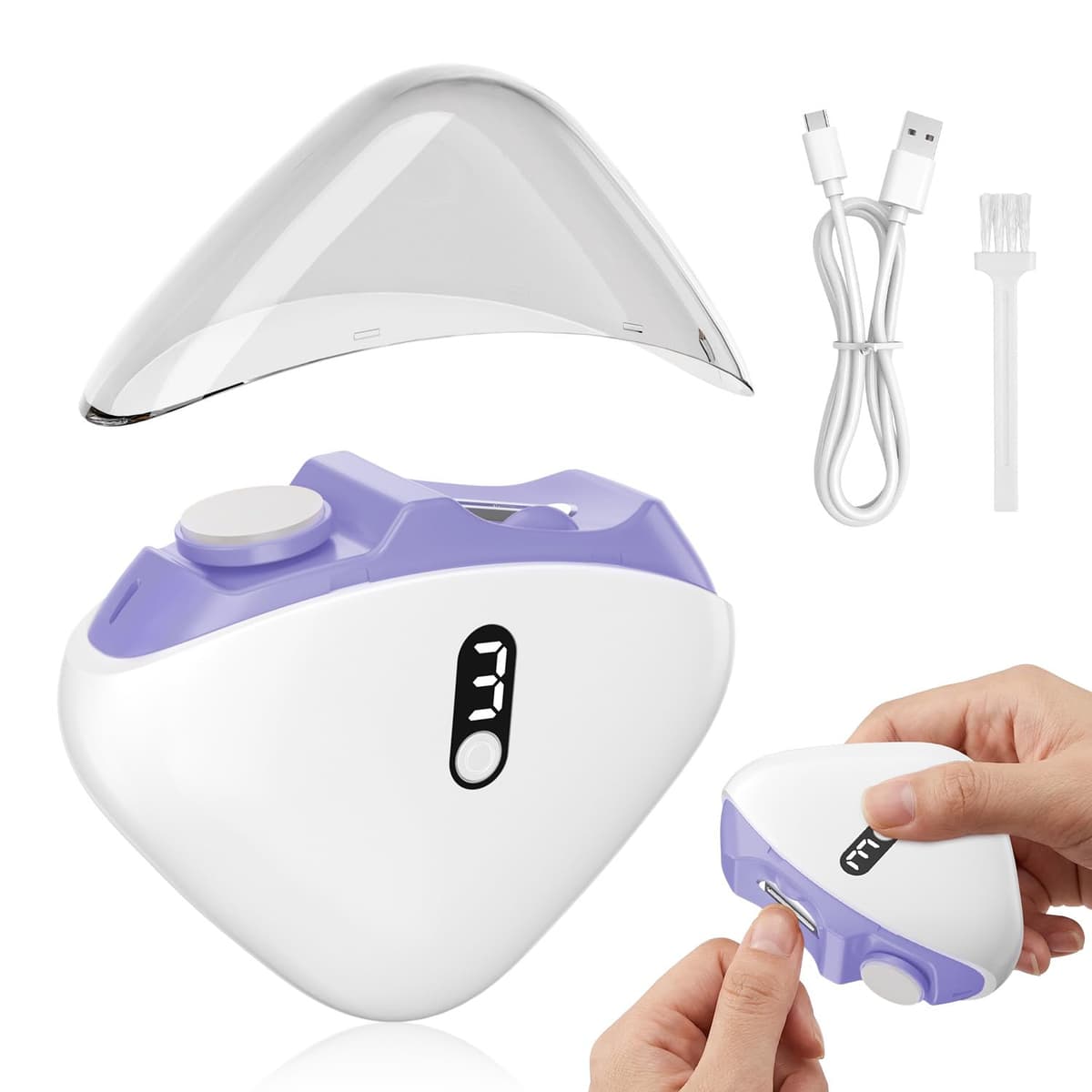 Cortaúñas Eléctrico Mejorado 2026,2 en 1 Cortauñas y Pulidor Automático con 3 Velocidades,con Pantalla LED,Lluminación Auxiliar, Recargable por USB C,Para Bebés/Niños/Adultos/Personas Mayores(Naranja) — view 8