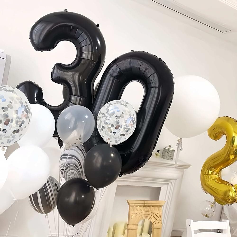 Foil Globo Número 5 Azul 40" (101cm), Inflable Helio o aire, Gigante Numeros 0-9, 10-19, 20-29, 30-100, Grande Globos Decoración para La Boda Aniversario y Cumpleaños Fiestas — view 66
