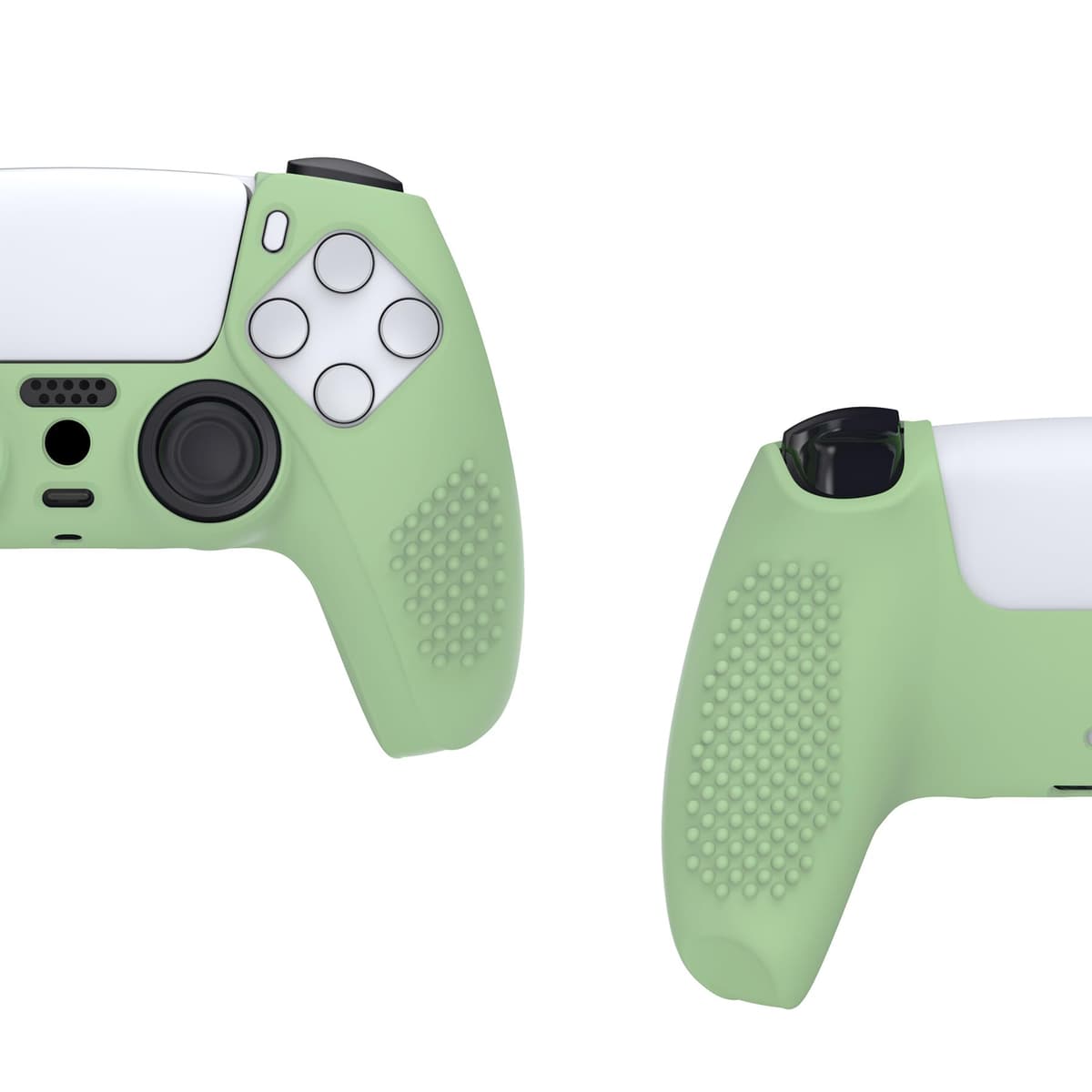 eXtremeRate PlayVital Funda de Silicona para ps5 Mando - Carcasa Protectora con 6 Tapas de Joysticks, Impermeable, Resistente y Antideslizante, Funda de Goma Suave, 3D Tachonado (Matcha Verde) — view 4
