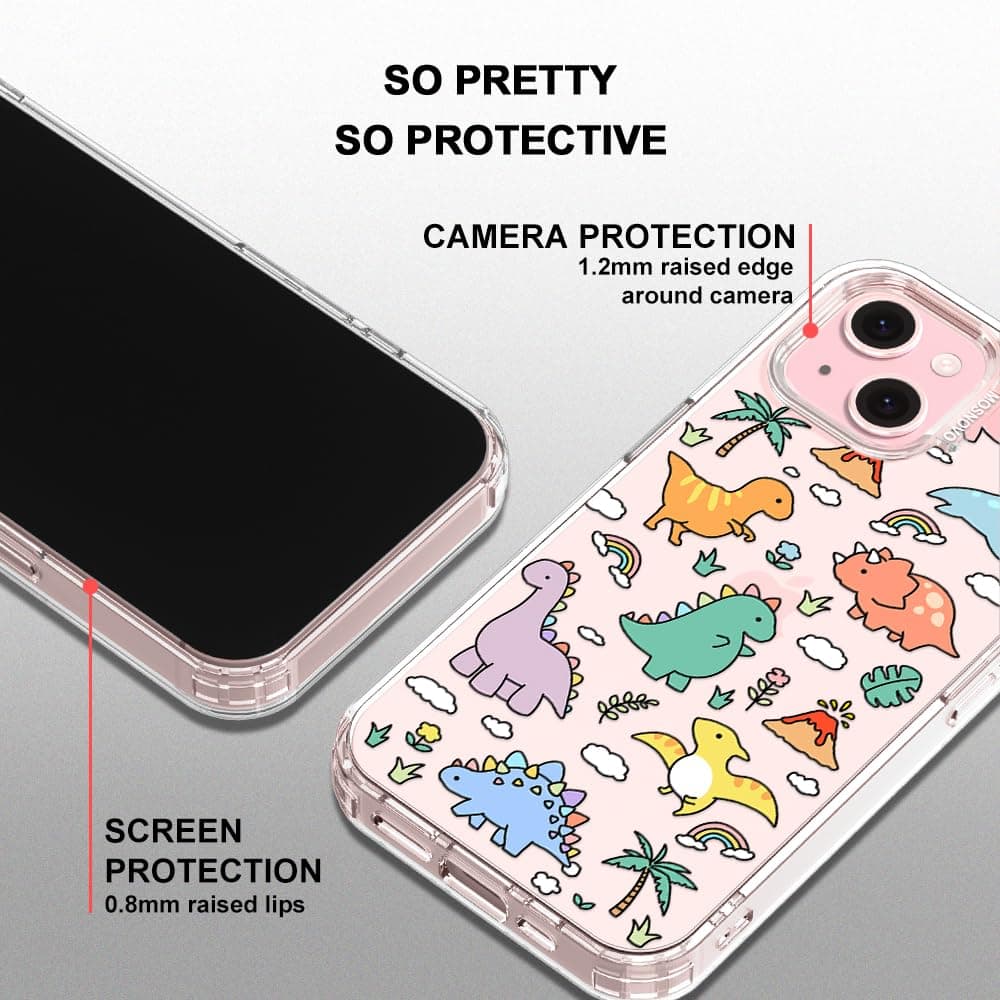 MOSNOVO Case for iPhone 15, [Buffertech 6.6ft Military-Grade Drop Protection] [Anti Peel Off Tech] Clear TPU Bumper Phone Case Cover Design - Dinosaur Land — view 4