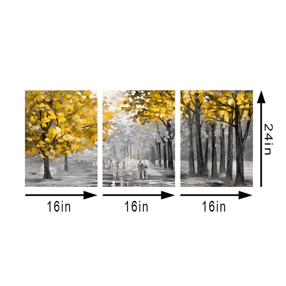 FajerminArt 3 Panels Framed Canvas Wall Art Abstract Autumn Tree Leaves Art Pictures Printing Poster Canvas Prints Wall Decor for Bedroom Living Room Bathroom Office Ready to Hang 40x60cmx3 Pcs — view 2