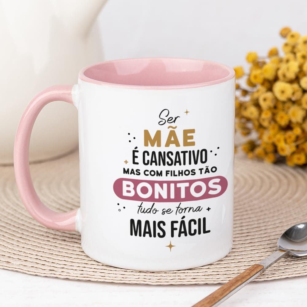 Wanapix | Caneca Dia da Mãe | 325 ml | Adequada para Máquina de Lavar Louça e Micro-ondas | Diferentes Designs (Filhos bonitos)