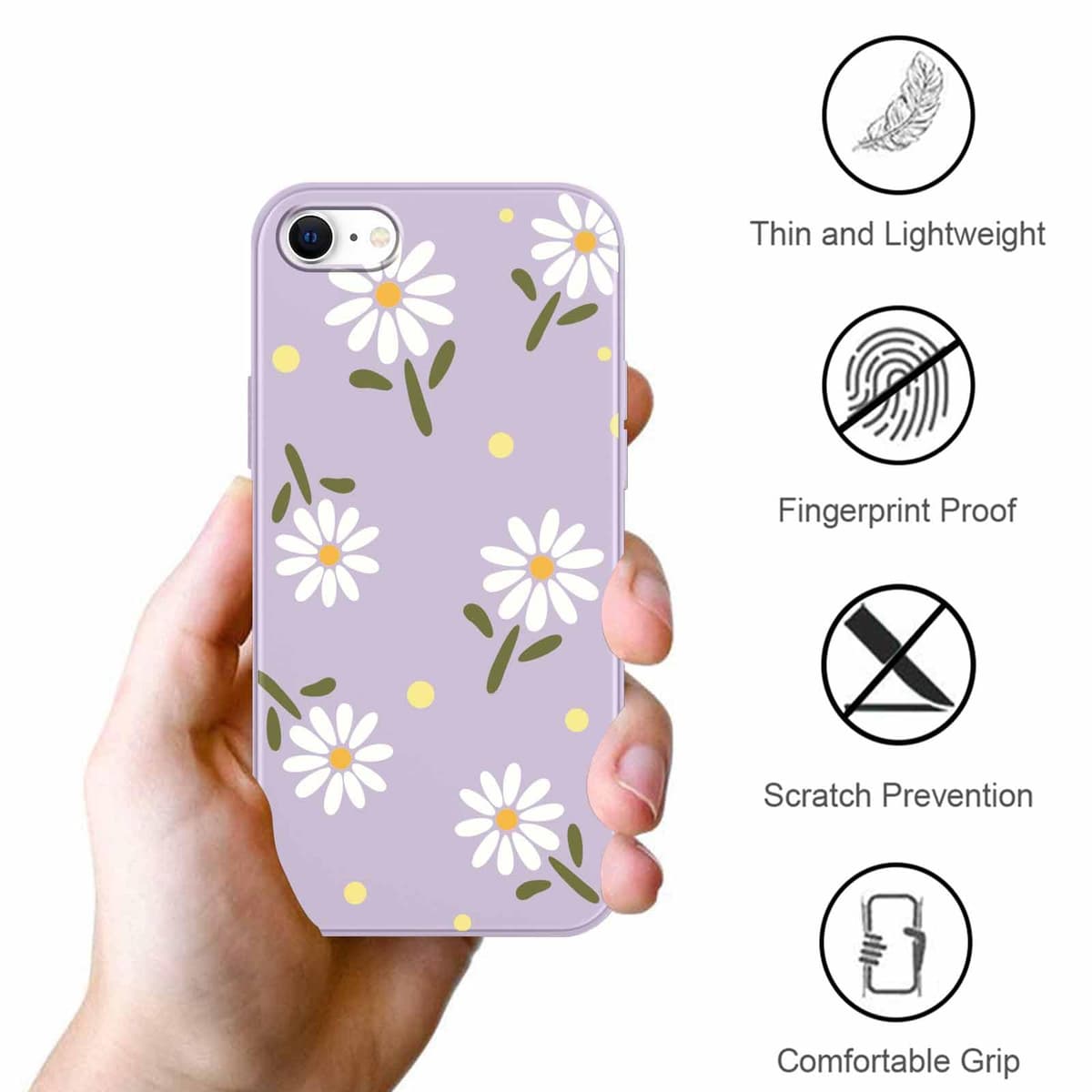 Yoedge 2 Pack Cute Flowers Print Suitable for iPhone 8/7/ iPhone SE 2022 2020 4.7" Phone Case, Floral Daisy Aesthetic Pattern Shell Soft Silicone TPU Shock-Absorbing Smile Cover for Women and Girls — view 6