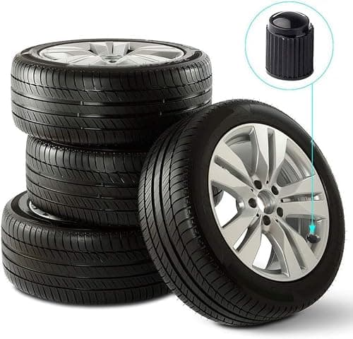 Tire Valve Caps, Universal Stem Covers with O Rubber Ring for Cars, SUV, Bike and Bicycle, Trucks, Motorcycles, Screw-On, Airtight Seal (16pcs/Black) — view 3