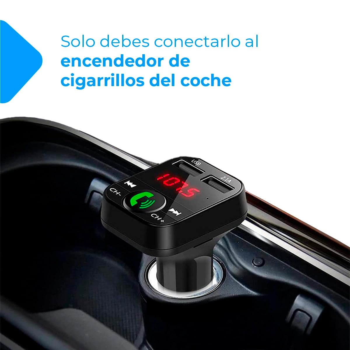 NK Bluetooth V5.0 FM Transmitter for Car and Truck 12/24 V Hands-Free, Music Player +EDR, Adapter Radio Receiver, Dual USB Port Quick Charge 2.1A, NK-FM2102 — view 5