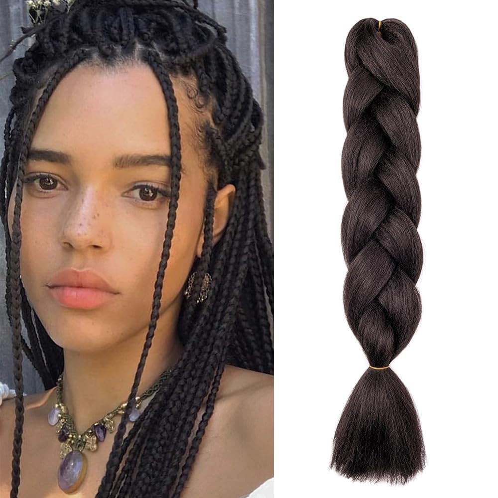 24" Braiding Hair Extension Jumbo Braids Synthetic 3bundles/pack Crochet Hair Afro Box Braid Heat Resistent (Dark Purple) — view 153