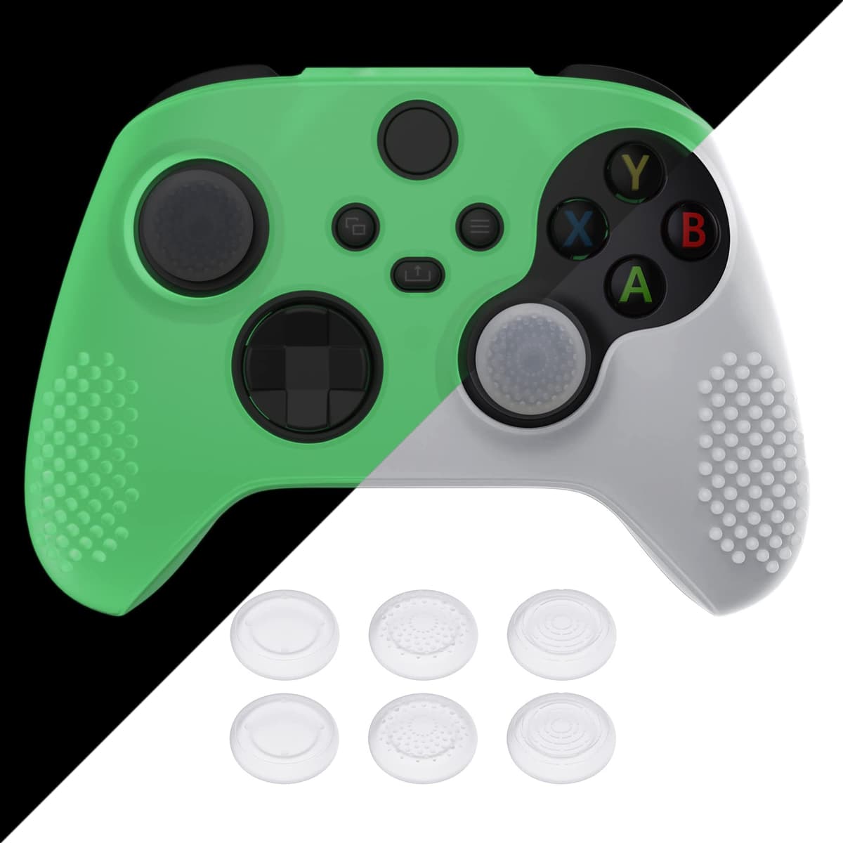 eXtremeRate PlayVital Funda de Silicona para Xbox Series X/S, Carcasa Antideslizante con 6 Thumb Grips, Protector Ergonómico, Accesorios para Xbox Series X/S - 3D Tachonado (Oscuro Gris Negro) — view 11