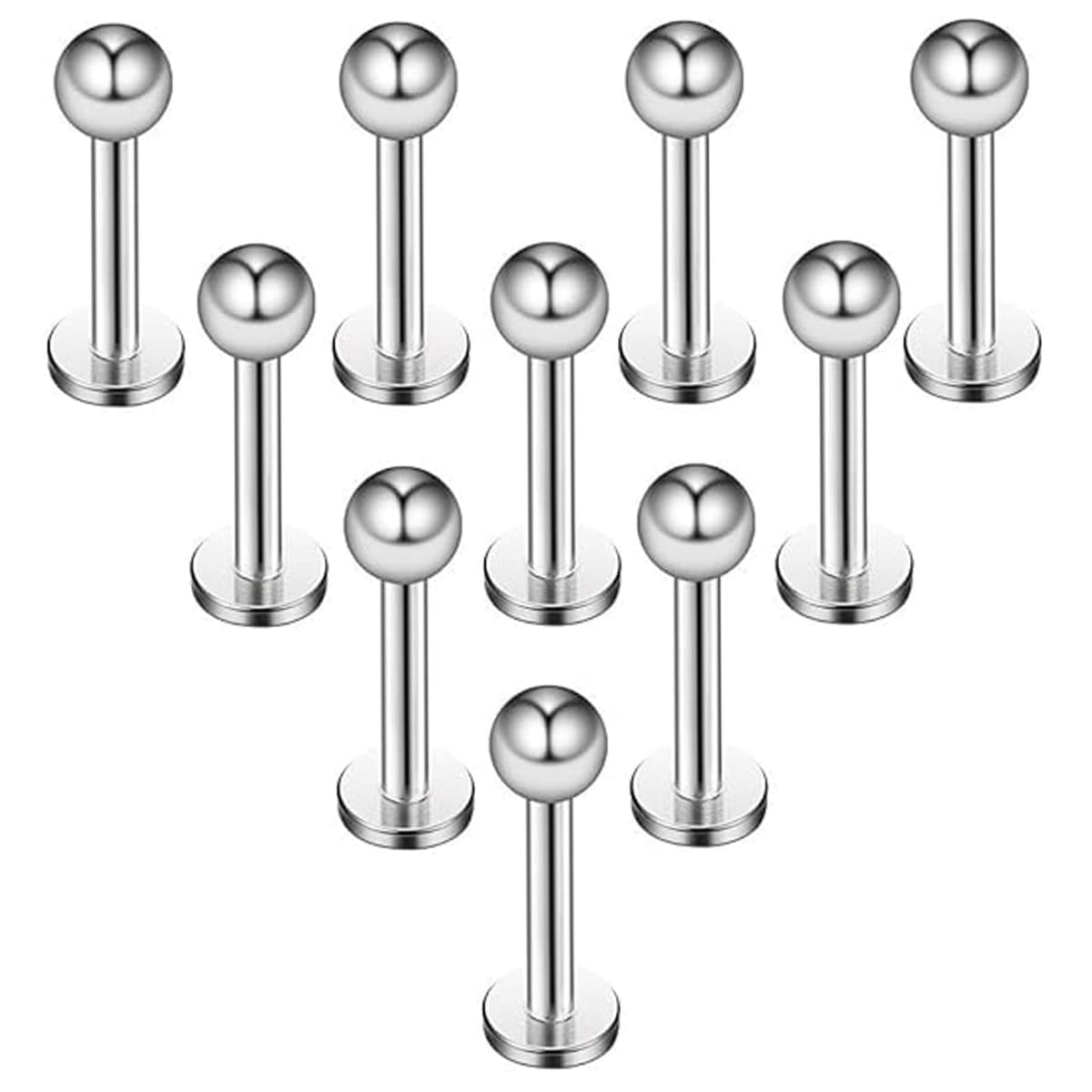Briana Williams 10pcs 1.2mm 316L Acero Inoxidable Labret Labio Piercing Tragus Helix cartílago Pendiente Barbell Stud, 6-8 mm Longitud de la Barra — view 18